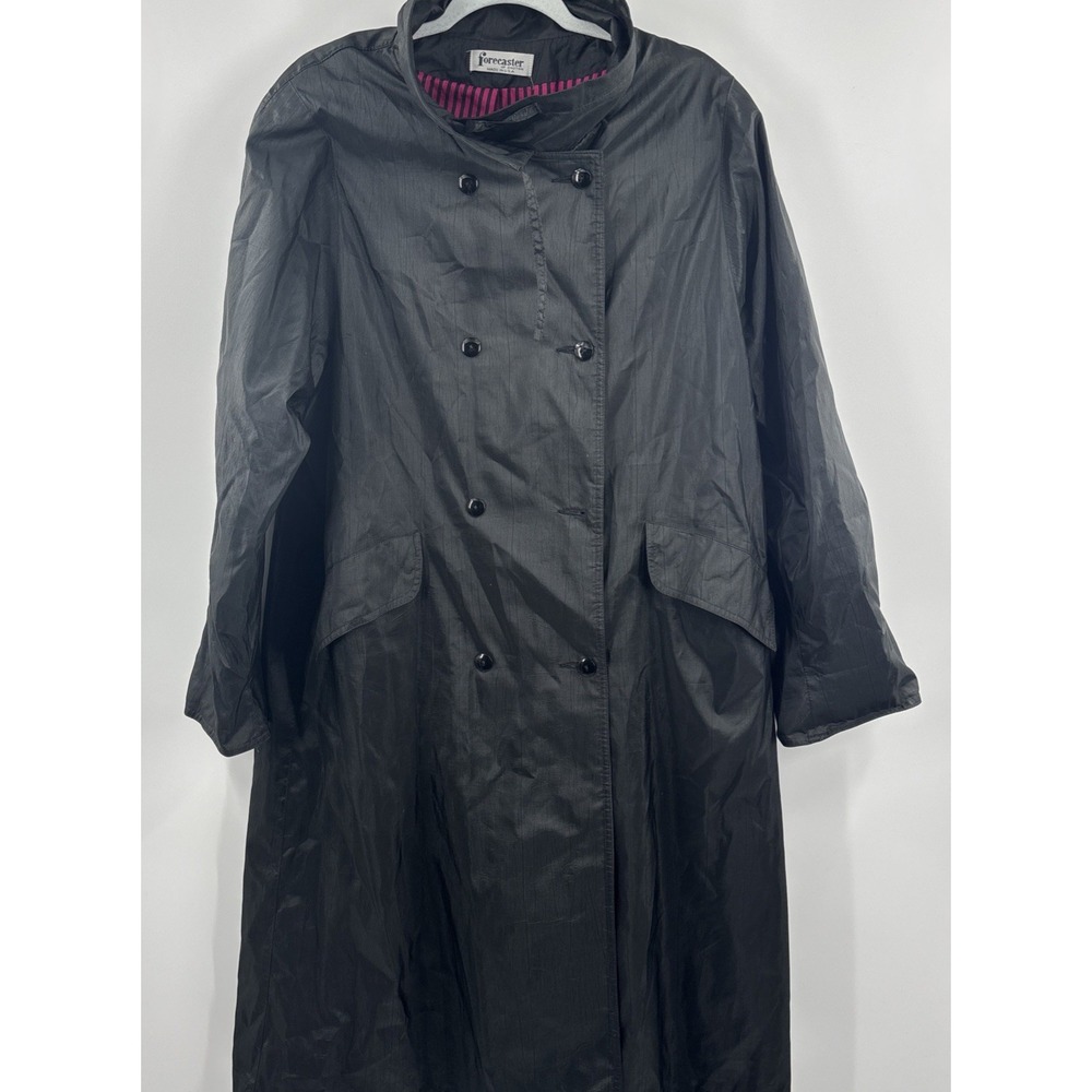 Vintage Forecaster Of Boston Rain Trench Coat Jacket Womens 46" long Black 12โ